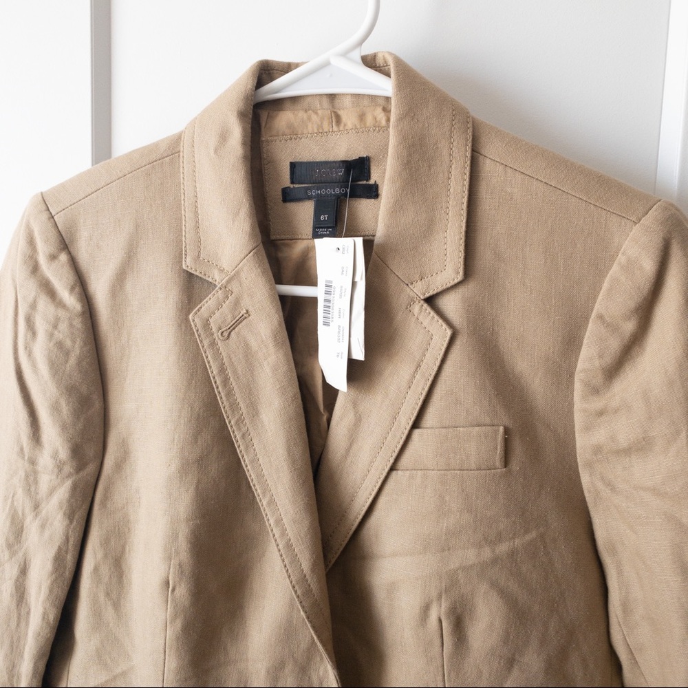 J.Crew Tan Khaki Linen Blend Blazer Size Tall 6 - Picture 2 of 4